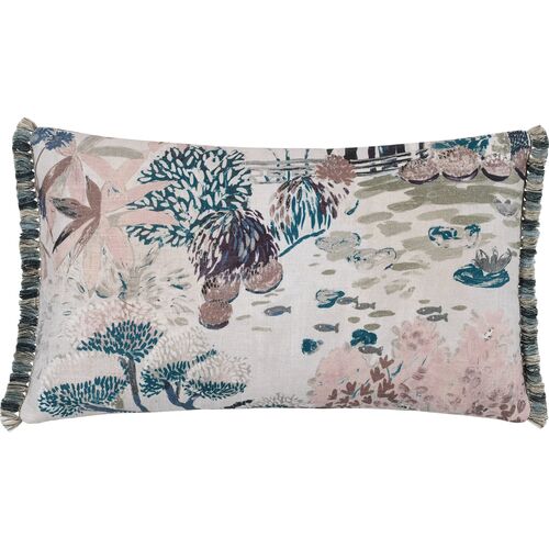 Jing 13x22 Chinoiserie Lumbar Pillow, Pink 2 Jing 13x22 Chinoiserie Lumbar Pillow, Pink