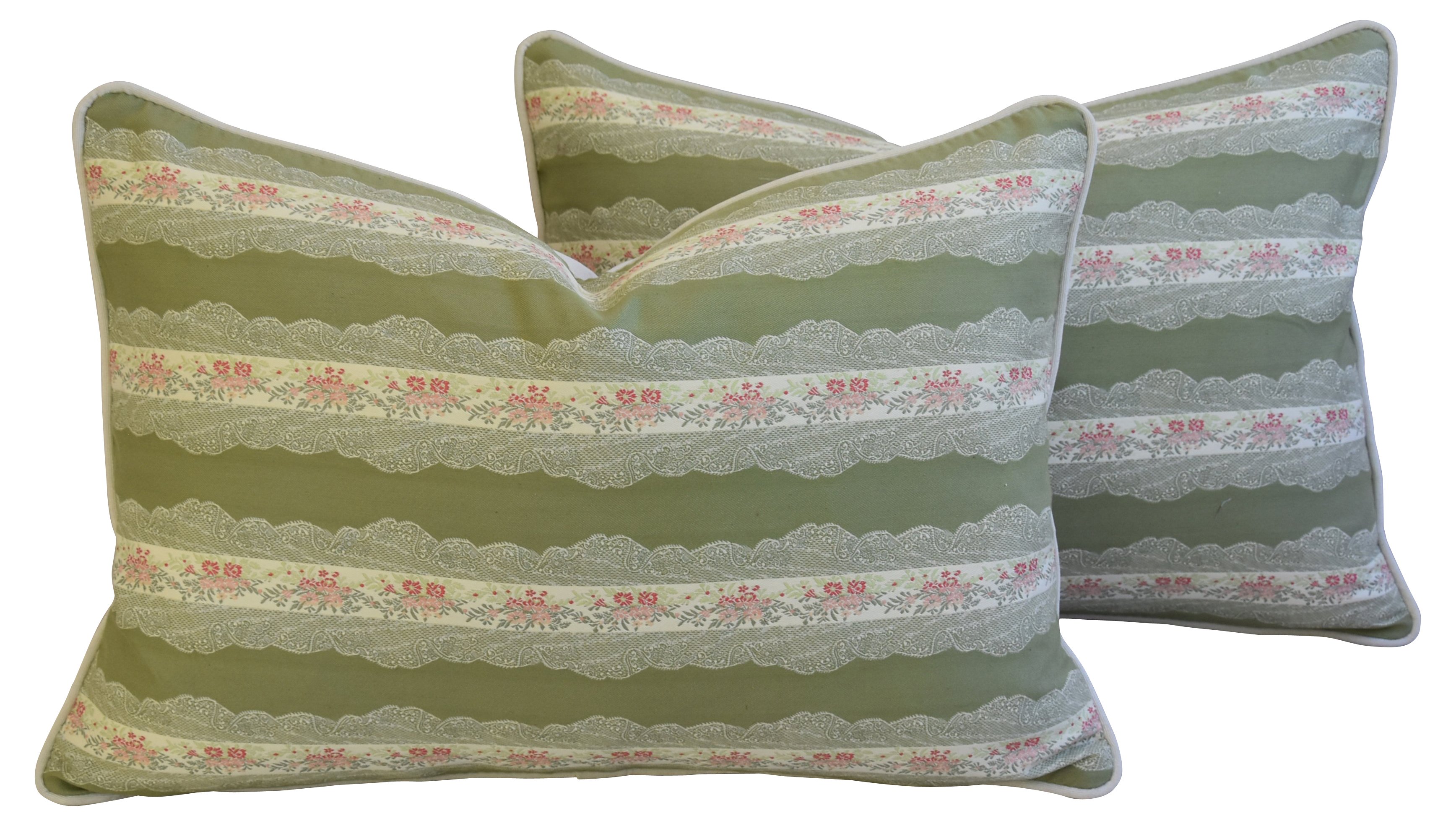 Scalamandr?? Floral Lampas Pillows, Pair 10 Scalamandr?? Floral Lampas Pillows, Pair