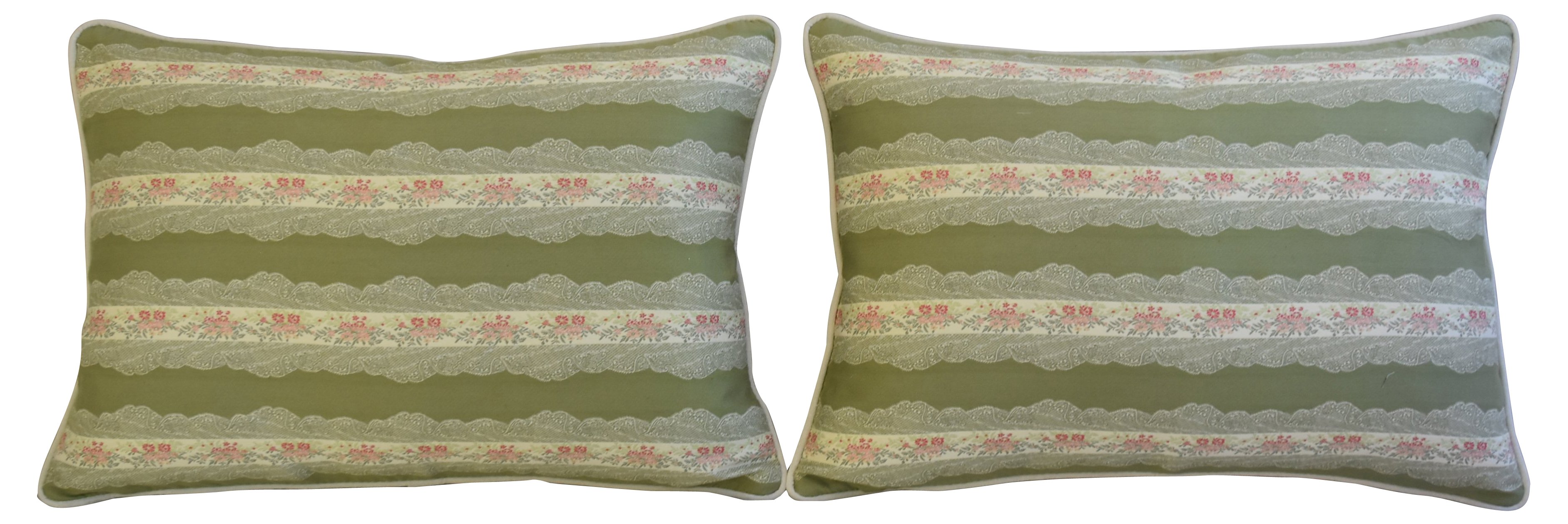 Scalamandr?? Floral Lampas Pillows, Pair 11 Scalamandr?? Floral Lampas Pillows, Pair