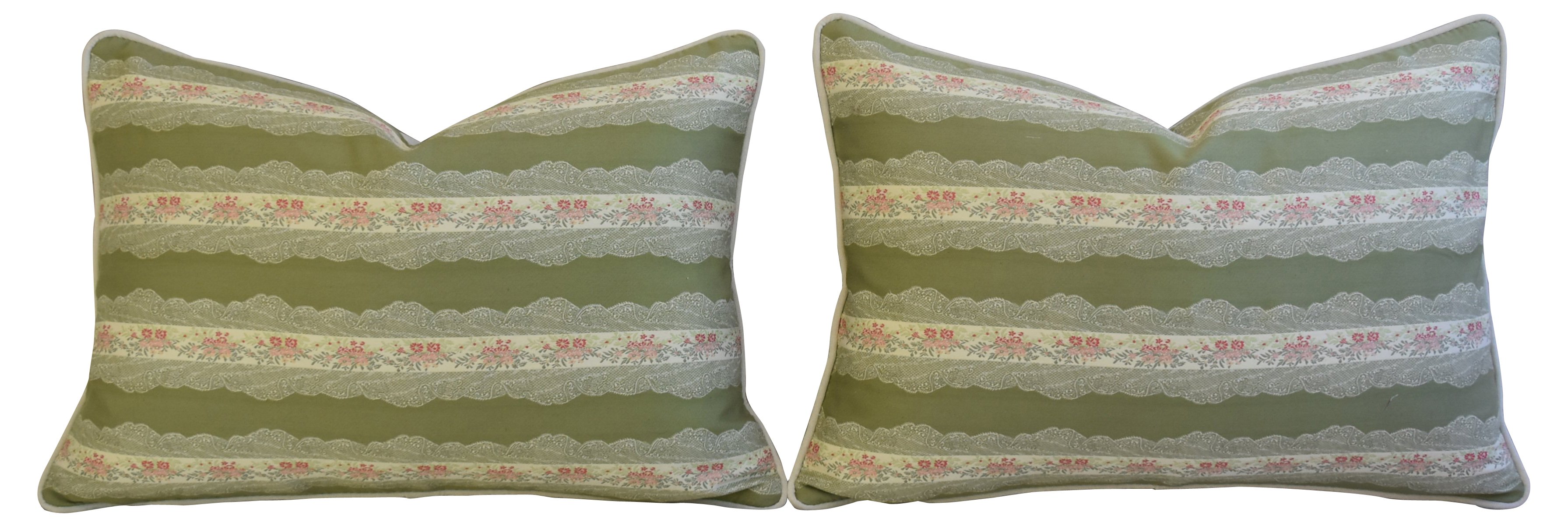 Scalamandr?? Floral Lampas Pillows, Pair 5 Scalamandr?? Floral Lampas Pillows, Pair
