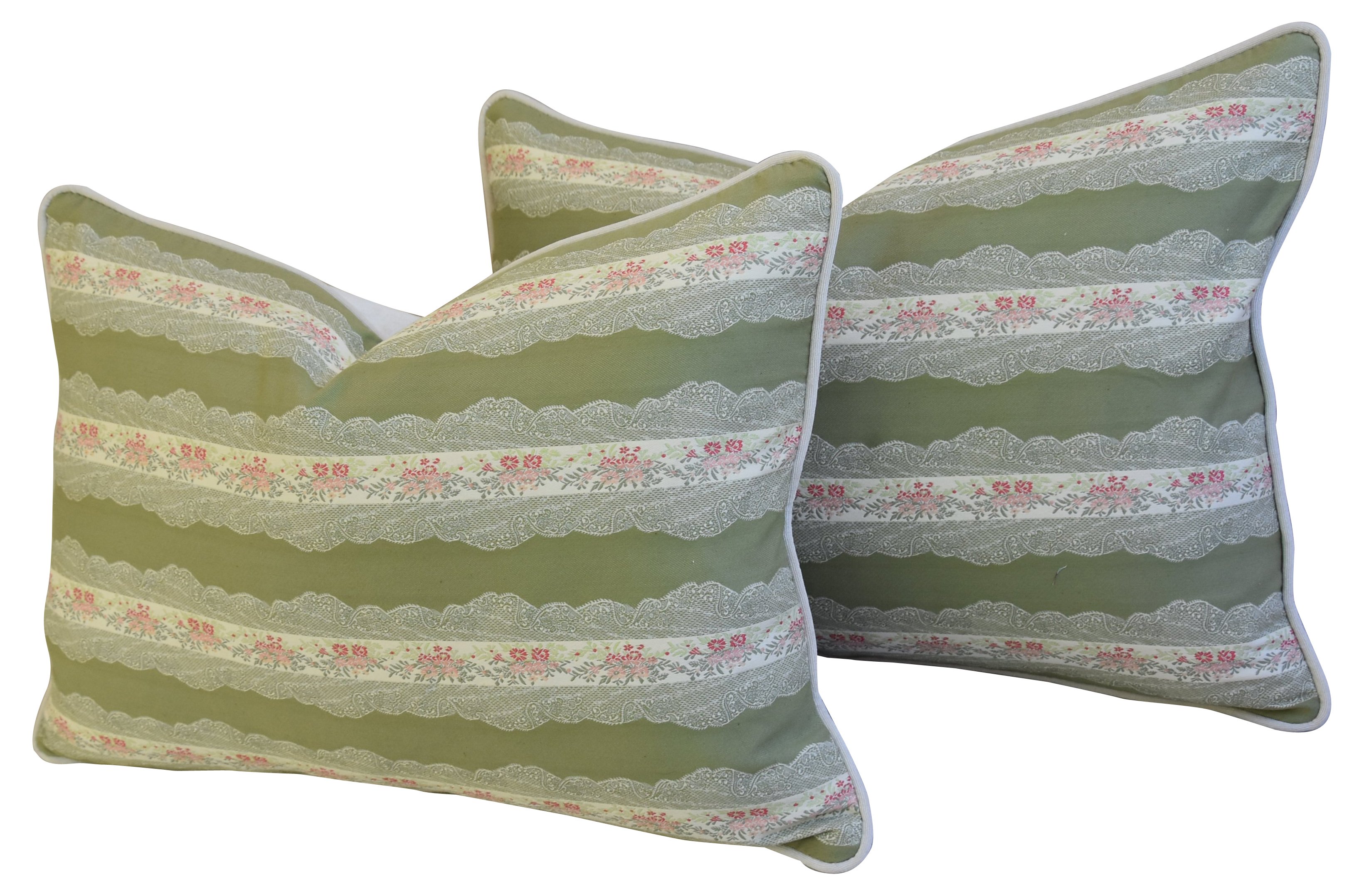 Scalamandr?? Floral Lampas Pillows, Pair 6 Scalamandr?? Floral Lampas Pillows, Pair
