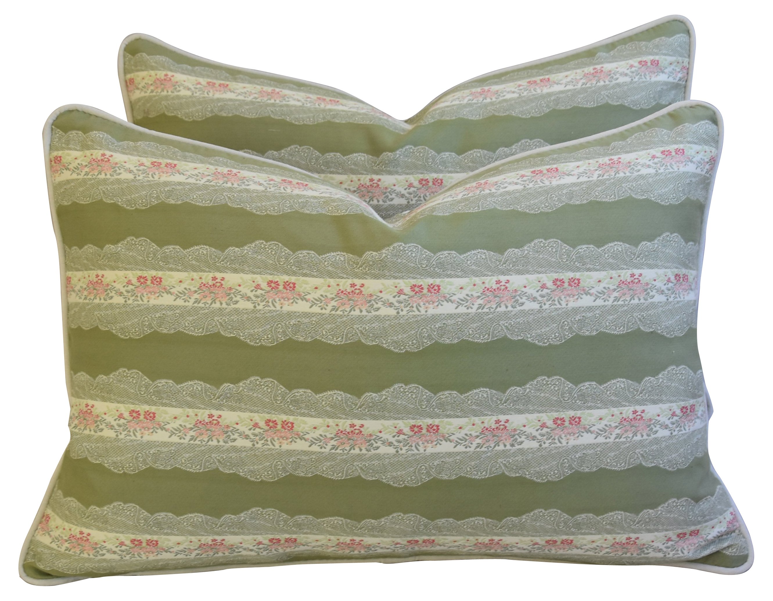 Scalamandr?? Floral Lampas Pillows, Pair 7 Scalamandr?? Floral Lampas Pillows, Pair
