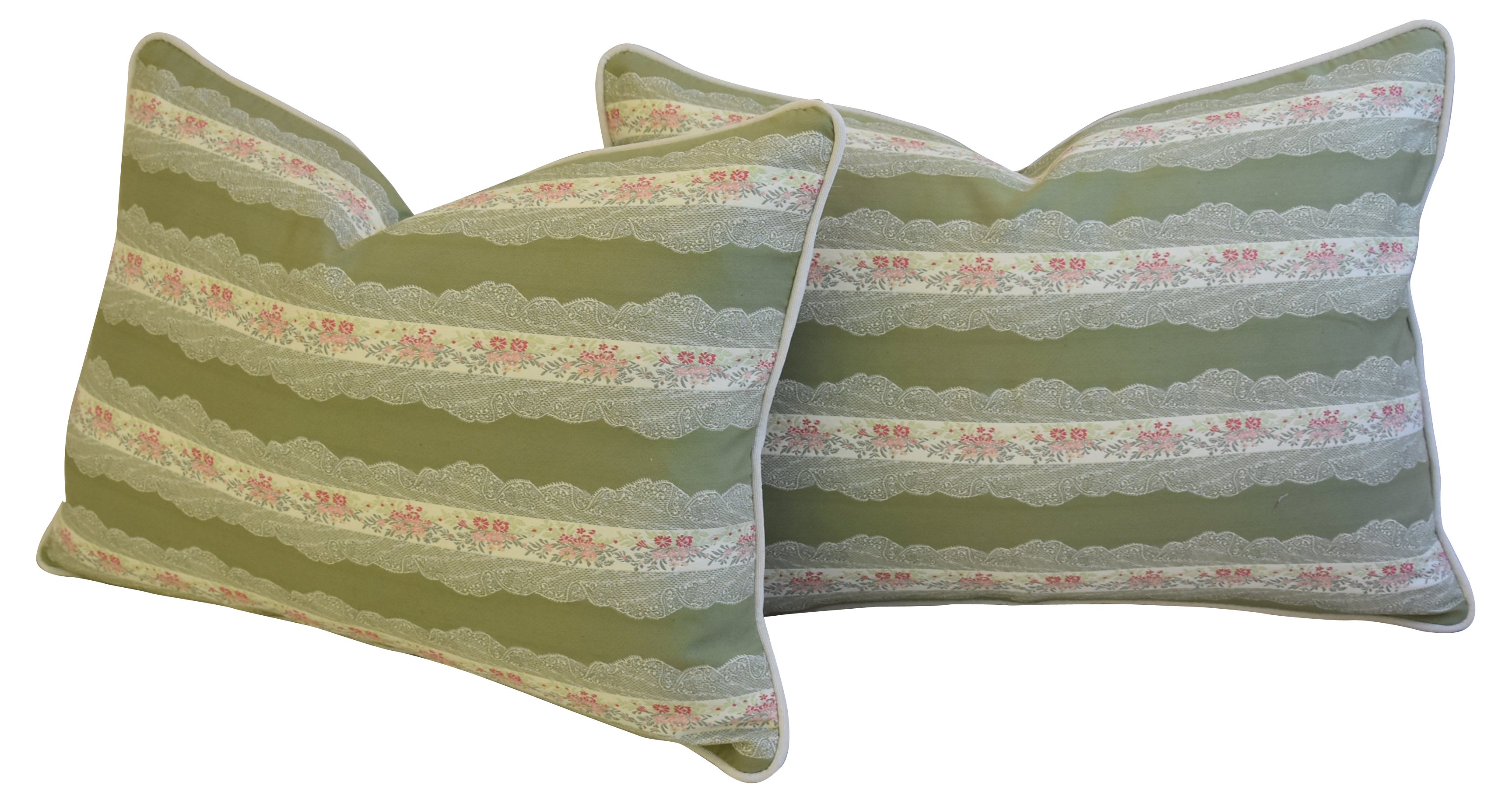 Scalamandr?? Floral Lampas Pillows, Pair 8 Scalamandr?? Floral Lampas Pillows, Pair