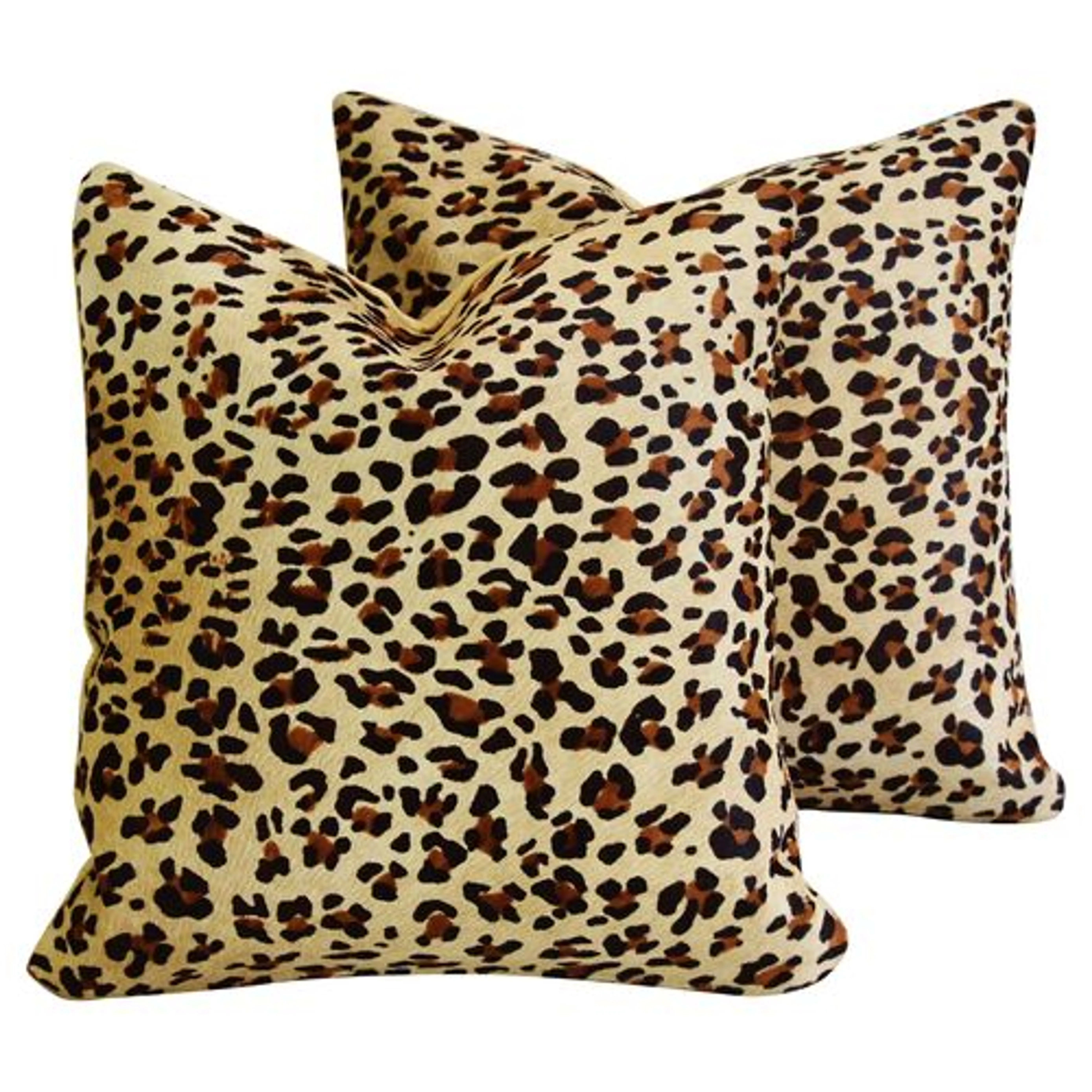 Leopard Spot Cowhide/Velvet Pillows, Pr 1 Leopard Spot Cowhide/Velvet Pillows, Pr