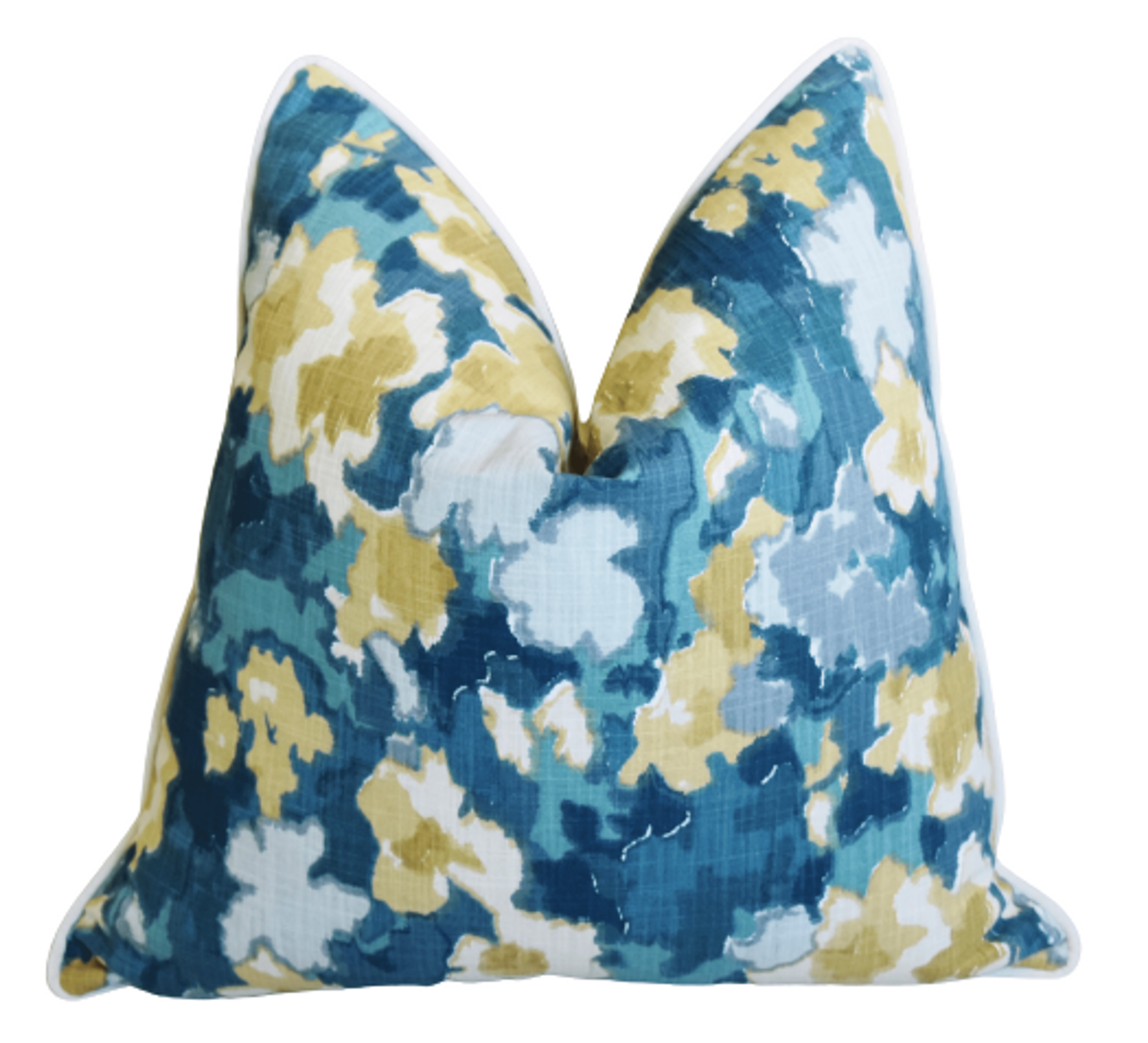 Madcap Cottage Floral Pillow, Blue/Gold 4 Madcap Cottage Floral Pillow, Blue/Gold