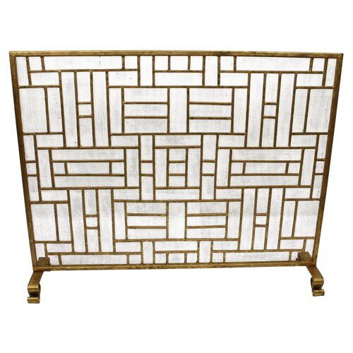 39" Litzy Fireplace Screen, Italian Gold