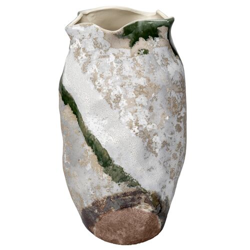 Sandcastle Ceramic Vase, Cream/Green 1 Sandcastle Ceramic Vase, Cream/Green