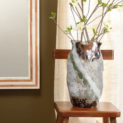 Sandcastle Ceramic Vase, Cream/Green 2 Sandcastle Ceramic Vase, Cream/Green