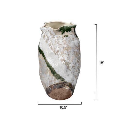 Sandcastle Ceramic Vase, Cream/Green 4 Sandcastle Ceramic Vase, Cream/Green