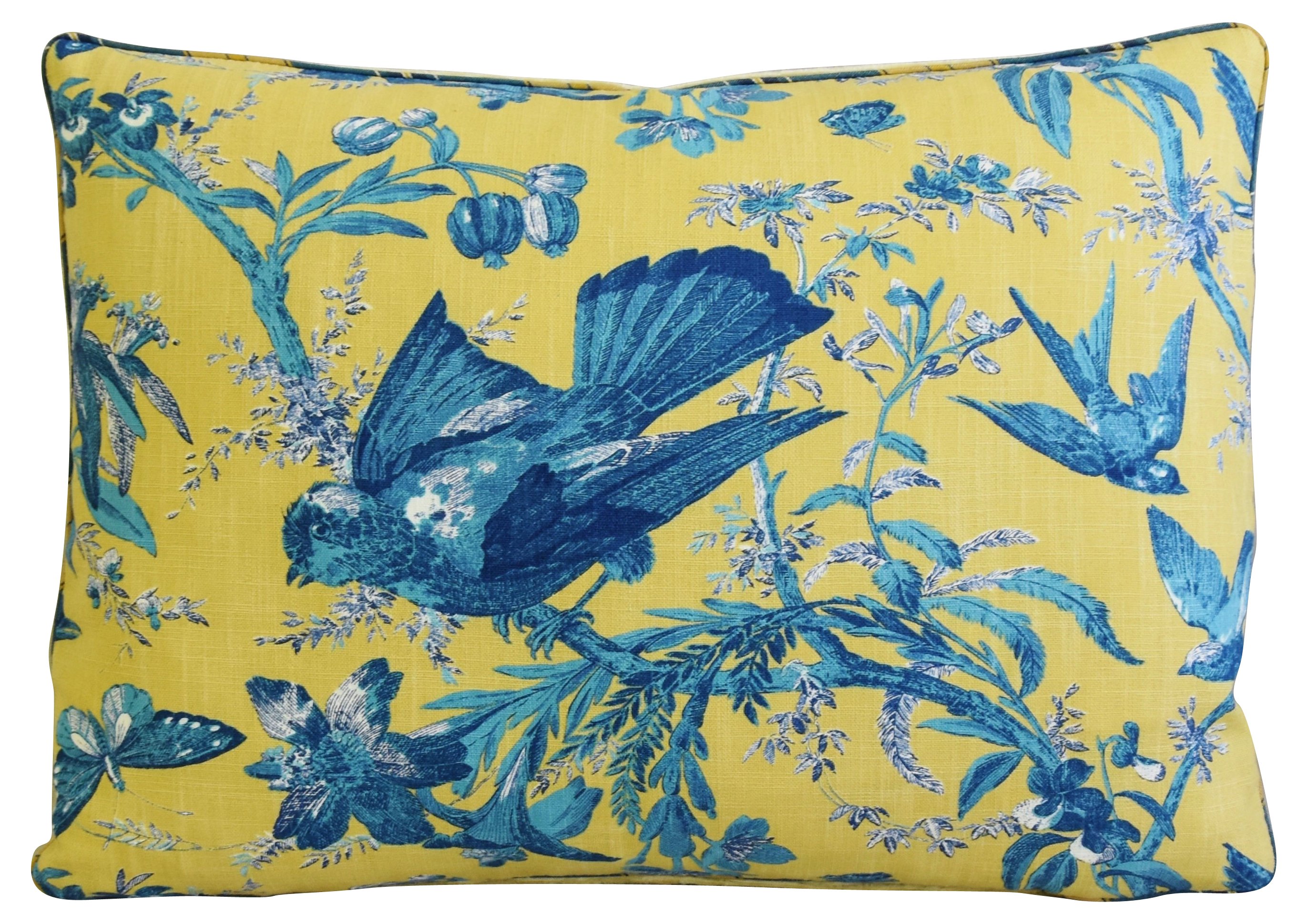 Blue Birds & Butterflies Pillows, Pair 2 Blue Birds & Butterflies Pillows, Pair