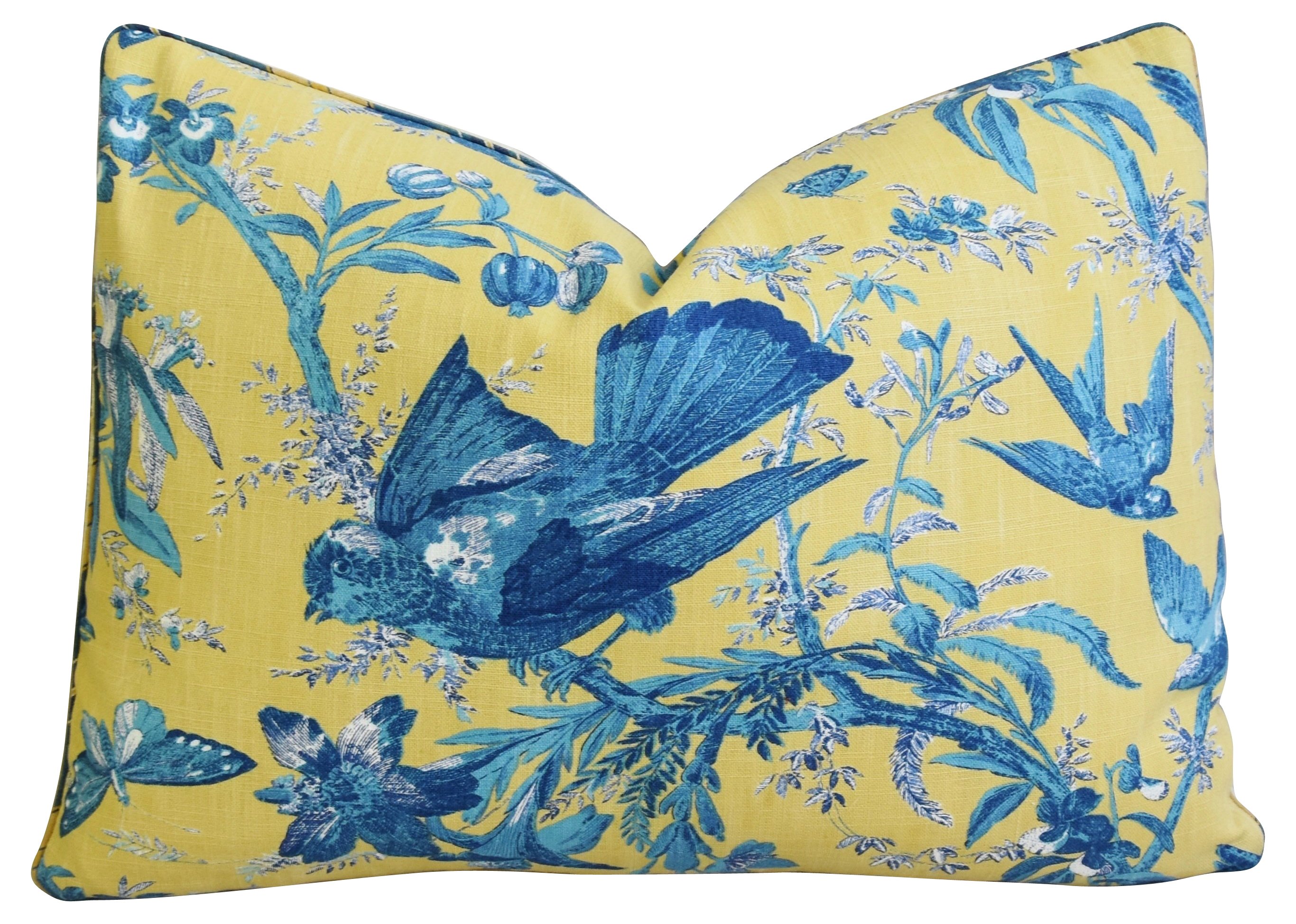 Blue Birds & Butterflies Pillows, Pair 4 Blue Birds & Butterflies Pillows, Pair