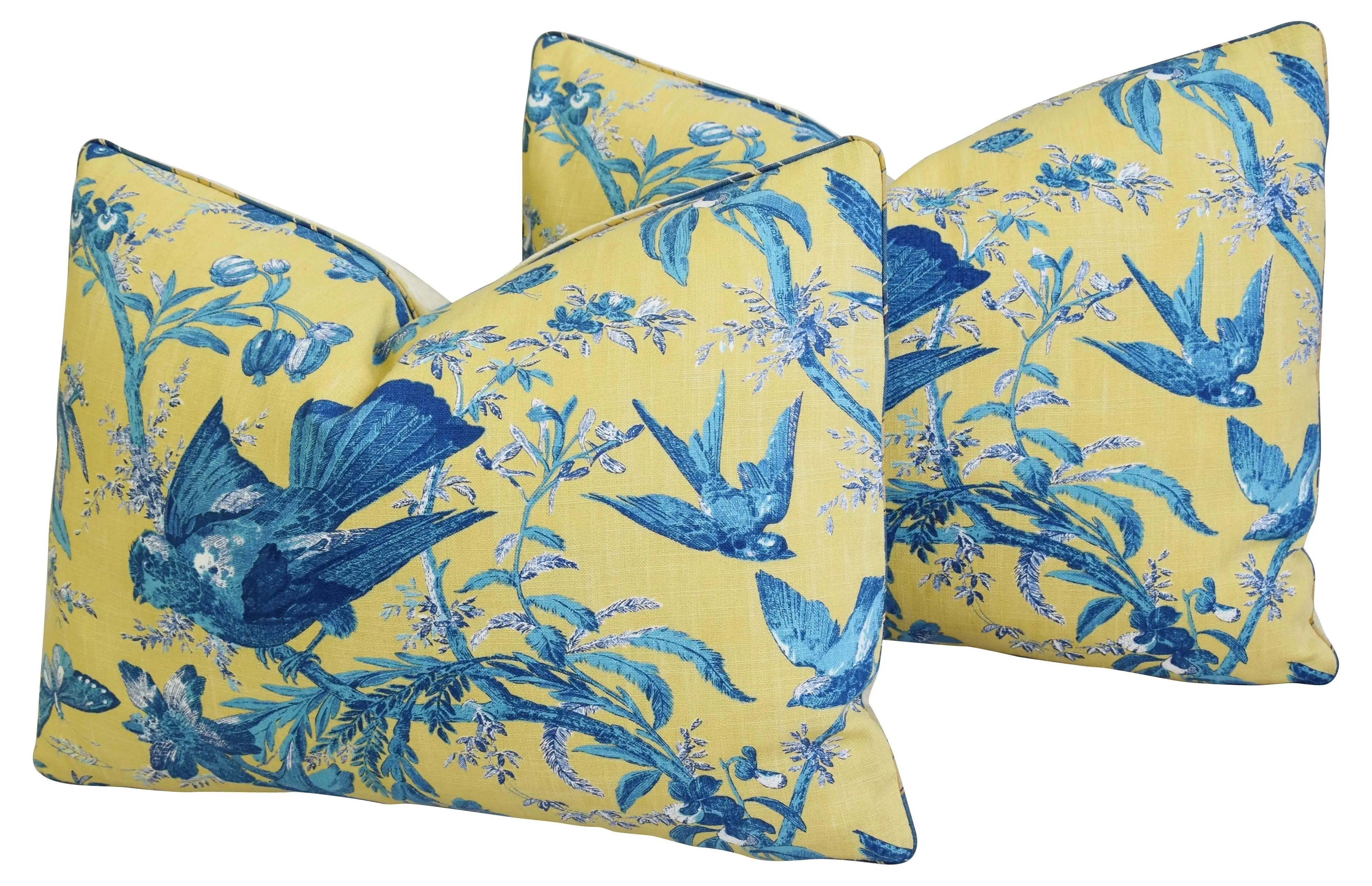 Blue Birds & Butterflies Pillows, Pair 6 Blue Birds & Butterflies Pillows, Pair