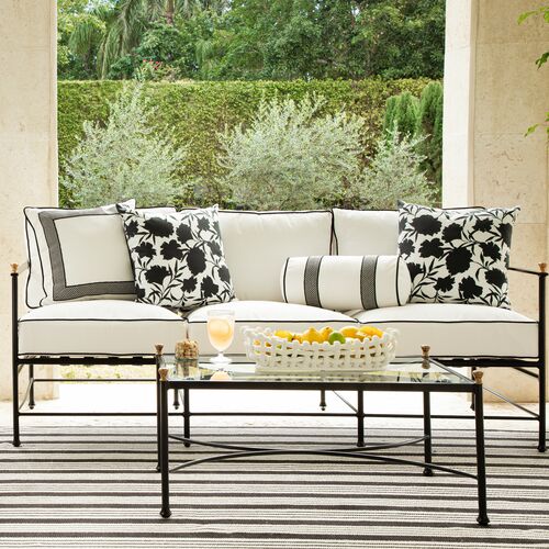 Willa Outdoor 20x20 Pillow, White/Black 4 Willa Outdoor 20x20 Pillow, White/Black