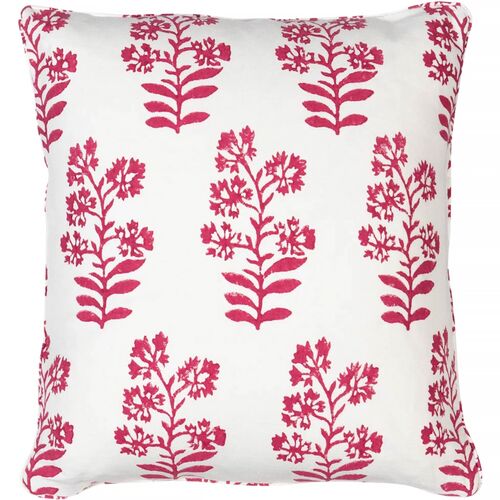 Wildflower Pillow, Fuchsia/White 1 Wildflower Pillow, Fuchsia/White