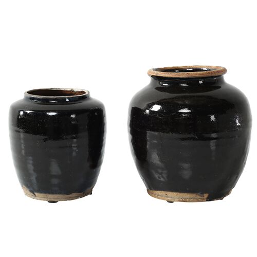 Vintage 5" Oil Pot, Black Glaze 1 Vintage 5" Oil Pot, Black Glaze