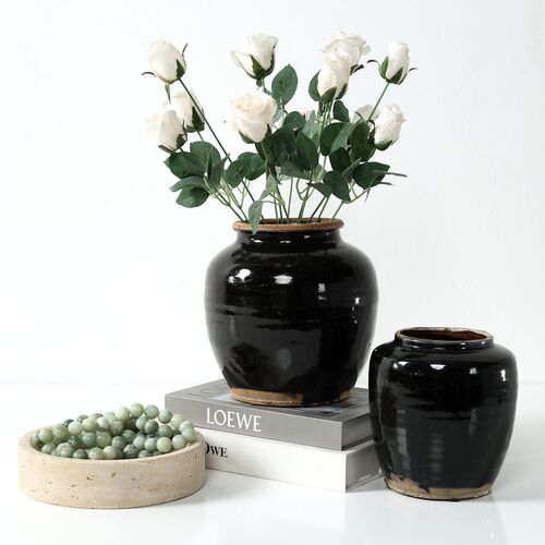 Vintage 5" Oil Pot, Black Glaze 2 Vintage 5" Oil Pot, Black Glaze
