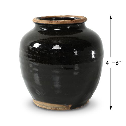 Vintage 5" Oil Pot, Black Glaze 3 Vintage 5" Oil Pot, Black Glaze