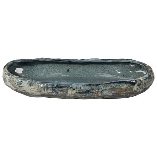 Unearthed Ceramic Oval Bowl, Grey 1 Unearthed Ceramic Oval Bowl, Grey