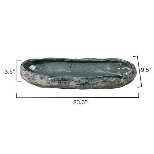 Unearthed Ceramic Oval Bowl, Grey 4 Unearthed Ceramic Oval Bowl, Grey
