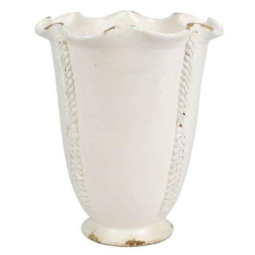 Rustic Garden Tall Planter w/ Vines, Linen