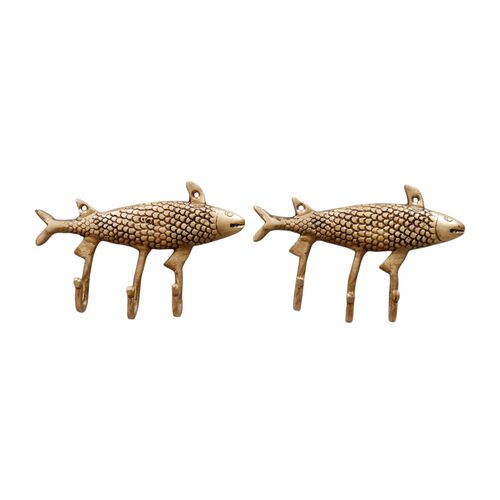 Brass Fish Wall Hooks - a Pair