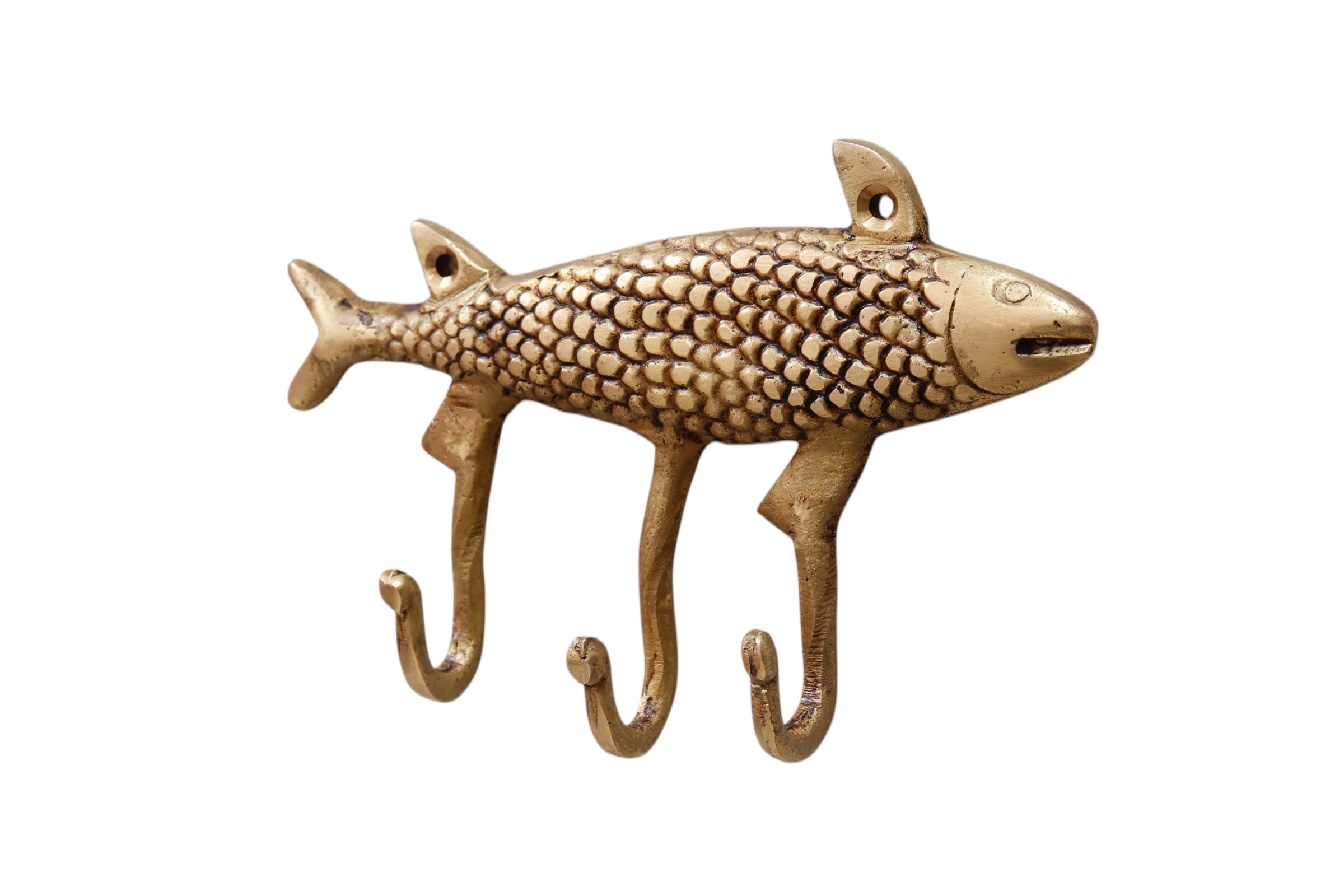 Brass Fish Wall Hooks - a Pair 4 Brass Fish Wall Hooks - a Pair