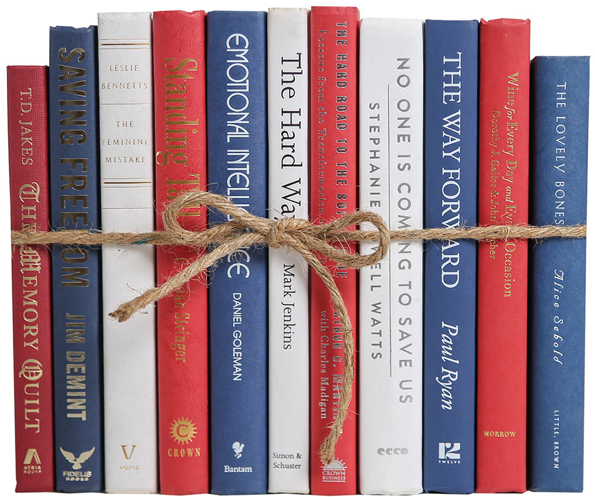 Americana Decorative Books by the Foot Bundle, Red and Blue 1 Americana Decorative Books by the Foot Bundle, Red and Blue