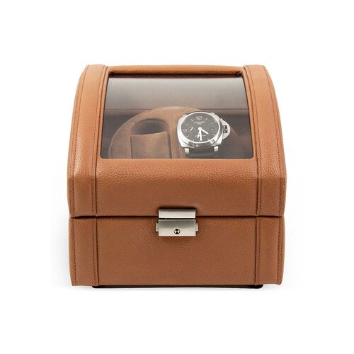 Leather Double Watch Winder, Tan 1 Leather Double Watch Winder, Tan