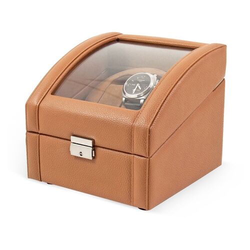Leather Double Watch Winder, Tan 3 Leather Double Watch Winder, Tan
