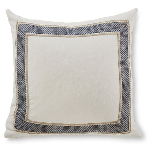 Clarke 20x20 Pillow, White/Navy 1 Clarke 20x20 Pillow, White/Navy