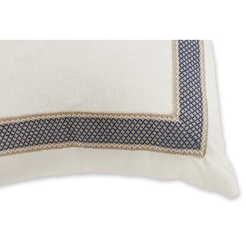 Clarke 20x20 Pillow, White/Navy 2 Clarke 20x20 Pillow, White/Navy
