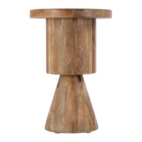 Banyan Round Abstract Mango Wood Pedestal Base Side Table, Natural 3 Banyan Round Abstract Mango Wood Pedestal Base Side Table, Natural