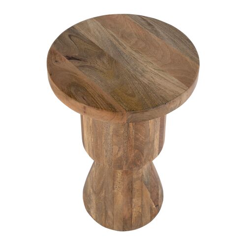 Banyan Round Abstract Mango Wood Pedestal Base Side Table, Natural 4 Banyan Round Abstract Mango Wood Pedestal Base Side Table, Natural