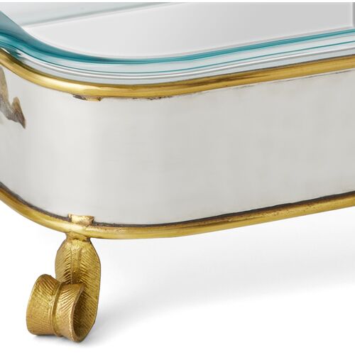 Burvant Square Casserole Holder, Silver/Brass 2 Burvant Square Casserole Holder, Silver/Brass
