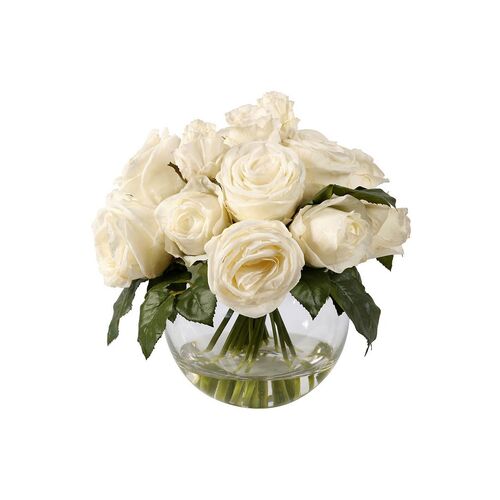 12'' Roses in Bubble Bowl, Faux 1 12'' Roses in Bubble Bowl, Faux