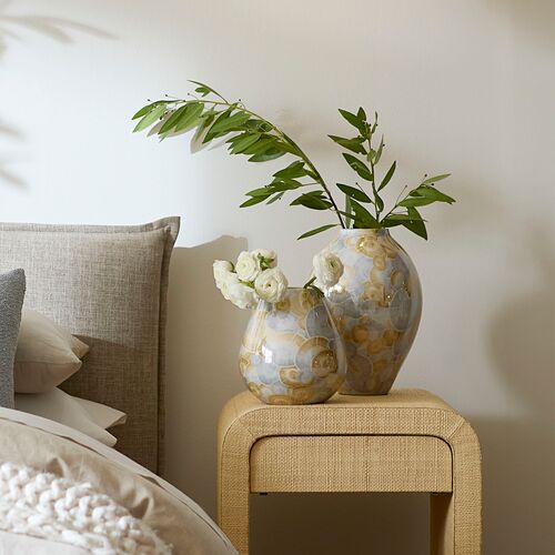 Tranquil Ceramic Vase, Blue/Natural 2 Tranquil Ceramic Vase, Blue/Natural
