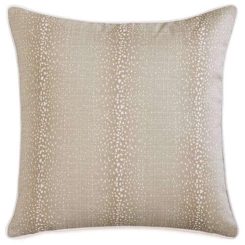 Evie 20x20 Outdoor Pillow, Tan/White 1 Evie 20x20 Outdoor Pillow, Tan/White