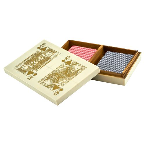 Double Playing Card Box, Gold