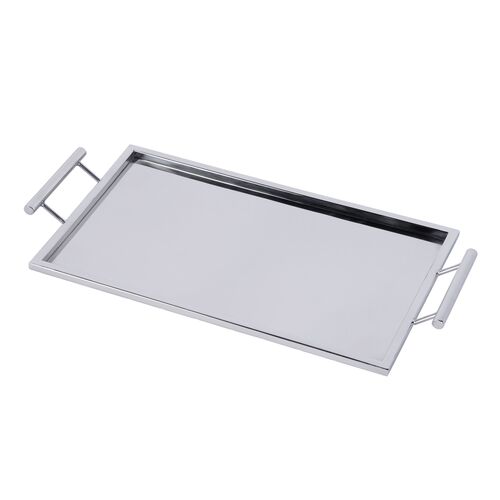 Tamsin Rectangular Serving Tray, Polished Silver