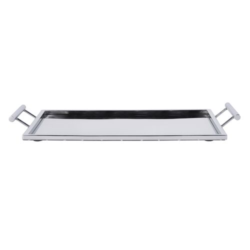 Tamsin Rectangular Serving Tray, Polished Silver 3 Tamsin Rectangular Serving Tray, Polished Silver
