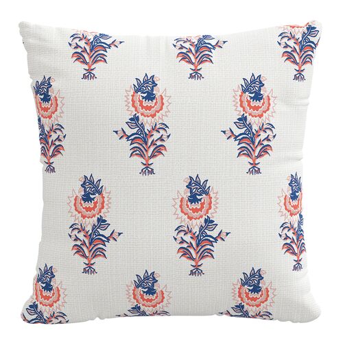 Desert Flower 20x20 Pillow, Lapis/Coral 1 Desert Flower 20x20 Pillow, Lapis/Coral