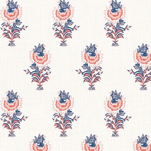 Desert Flower 20x20 Pillow, Lapis/Coral 4 Desert Flower 20x20 Pillow, Lapis/Coral