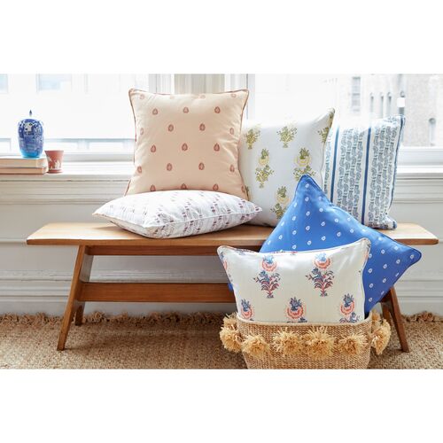 Desert Flower 20x20 Pillow, Lapis/Coral 7 Desert Flower 20x20 Pillow, Lapis/Coral