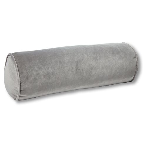 Anne Bolster Pillow, Light Gray Velvet 1 Anne Bolster Pillow, Light Gray Velvet