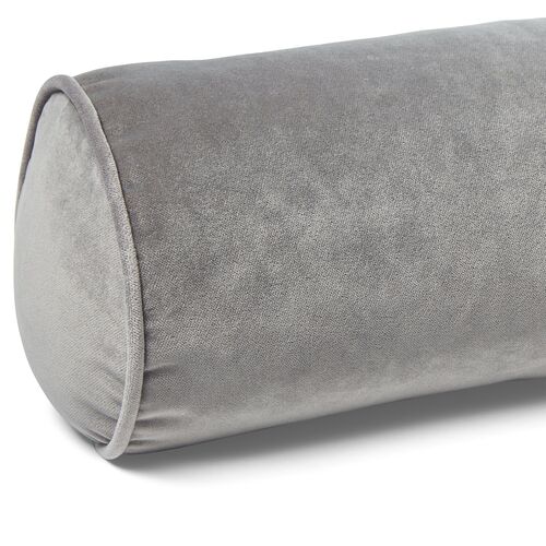 Anne Bolster Pillow, Light Gray Velvet 3 Anne Bolster Pillow, Light Gray Velvet