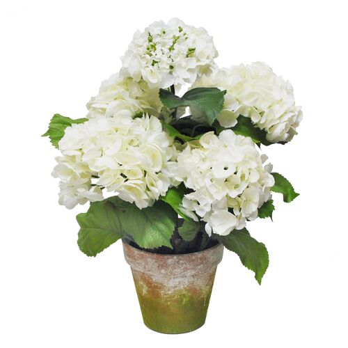 22" Five Blossom Hydrangea w/ Pot, Faux 1 22" Five Blossom Hydrangea w/ Pot, Faux