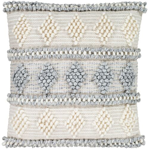 Wiyot 18x18 Pillow, Light Gray/Khaki