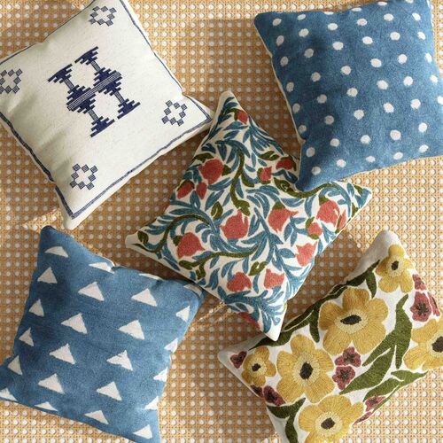 Maelis Embroidered Daisy Wool 24x16 Lumbar Pillow 2 Maelis Embroidered Daisy Wool 24x16 Lumbar Pillow