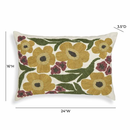 Maelis Embroidered Daisy Wool 24x16 Lumbar Pillow 5 Maelis Embroidered Daisy Wool 24x16 Lumbar Pillow