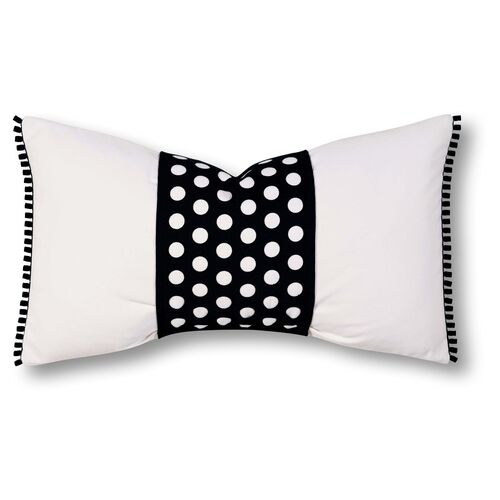 Miller 13x22 Outdoor Lumbar Pillow, Black/White 1 Miller 13x22 Outdoor Lumbar Pillow, Black/White